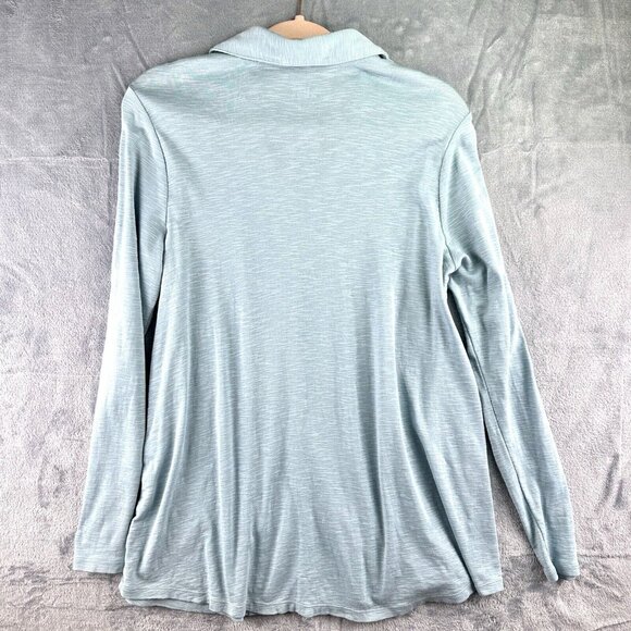 J Jill Pima Center-Pleat Tunic Top Women’s Size Medium LS Blue 100% Pima Cotton - Picture 8 of 9